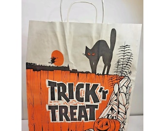 Bolsa vintage para pedir dulces NOS Volm Bag Company USA Gato negro o Halloween grande