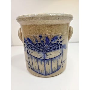 Salmon Falls Pottery Crock Pot  W/ Handles Blueberry Basket 5.5" 2000