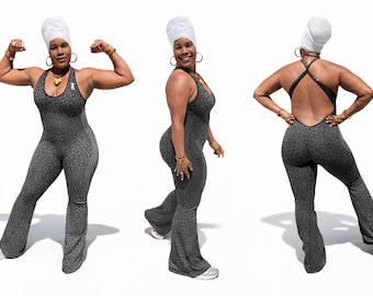 Mid Night Grey Leopard Bodysuit