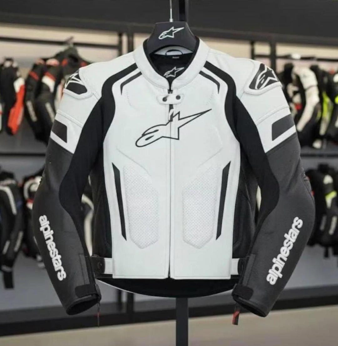 Moto Racing Jacket Alpinestars Motorcycle Racing Leather Biker Jacket Genuine Cowhide ...