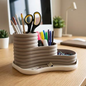 Three Tier Desk Organizer | Pen Holder | Pencil Organizer | Office Desk Storage | 3D Printed Organizer | Minimalist Desk Decor
