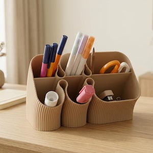 Bureau-organizer | Pennenhouder met 6 vakken | Bureau-opbergruimte | Schrijfwarenorganizer | 3D-geprint bureauaccessoire | Minimalistische organizer
