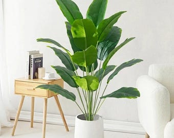 Artificial Palm Tree, Tropical Fake Plant, Real Touch Banana Leaves, Faux Monstera, Large Floor Plant, Home Garden Party Décor