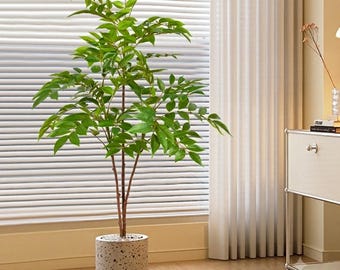 フェイクフィカスツリー、人工ガジュマルの枝、背の高いフェイクパーム植物、リアルな緑の葉、屋内屋外の家庭菜園装飾、複数サイズ