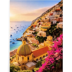 Włochy - Wybrzeże Amalfi - Plakat - Wydruk artystyczny