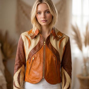 70s Leather Patchwork Jacket - Etsy