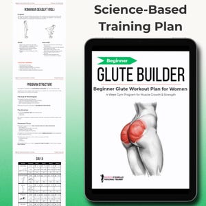 Plan de entrenamiento de glúteos para principiantes (mujeres) / Programa de gimnasio de 4 semanas (imprimible en formato A4)