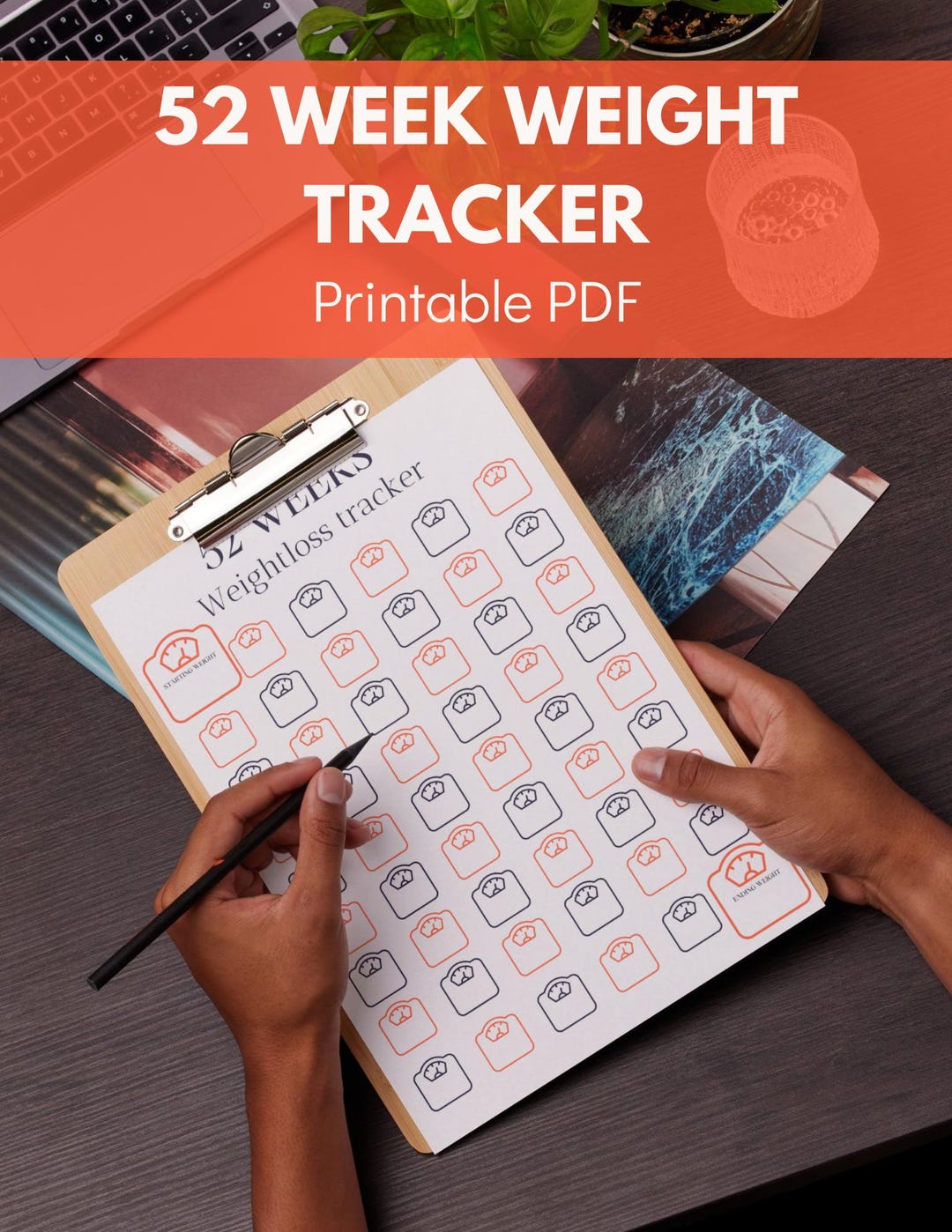 52 Week Weight Tracker Printable – US Letter Fitness Log (PDF Download ...