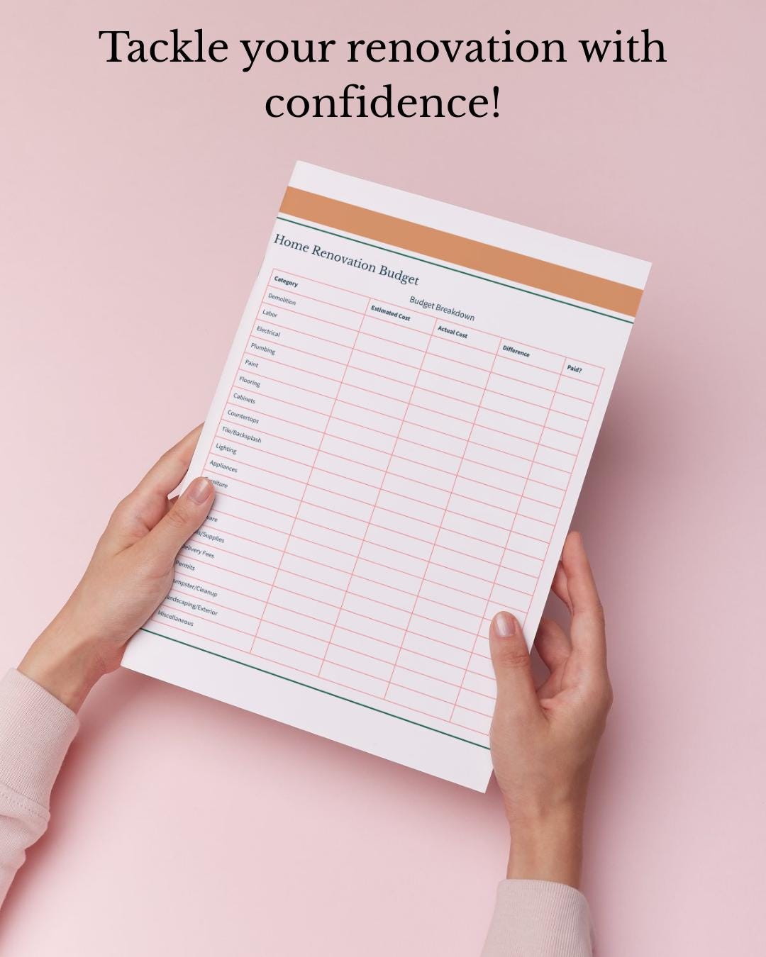 Home Renovation Budget Planner - Etsy