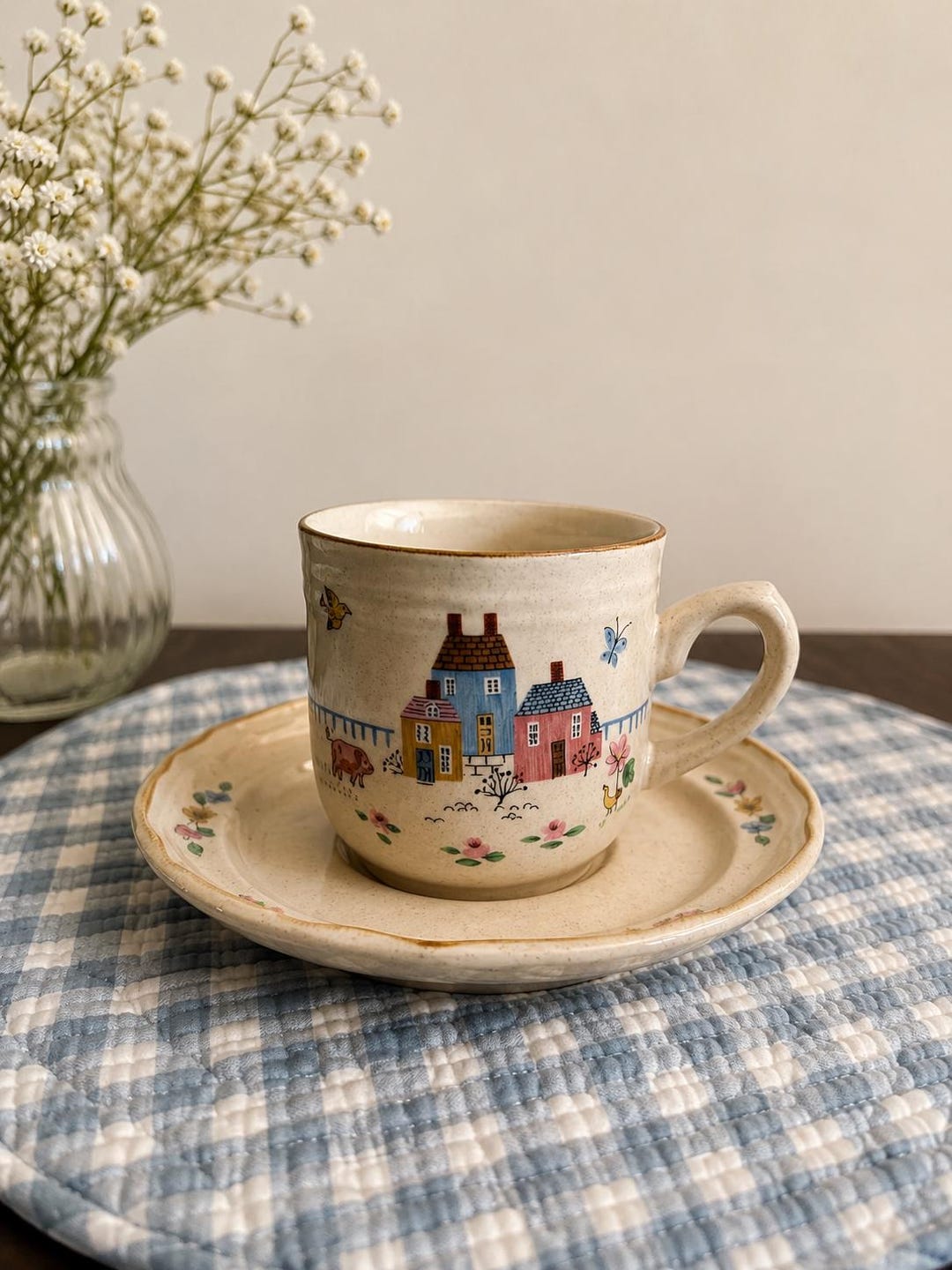 Rustic Cups Vintage Heartland Cup & Saucer Set – Rustic Country Cottage Stoneware ...