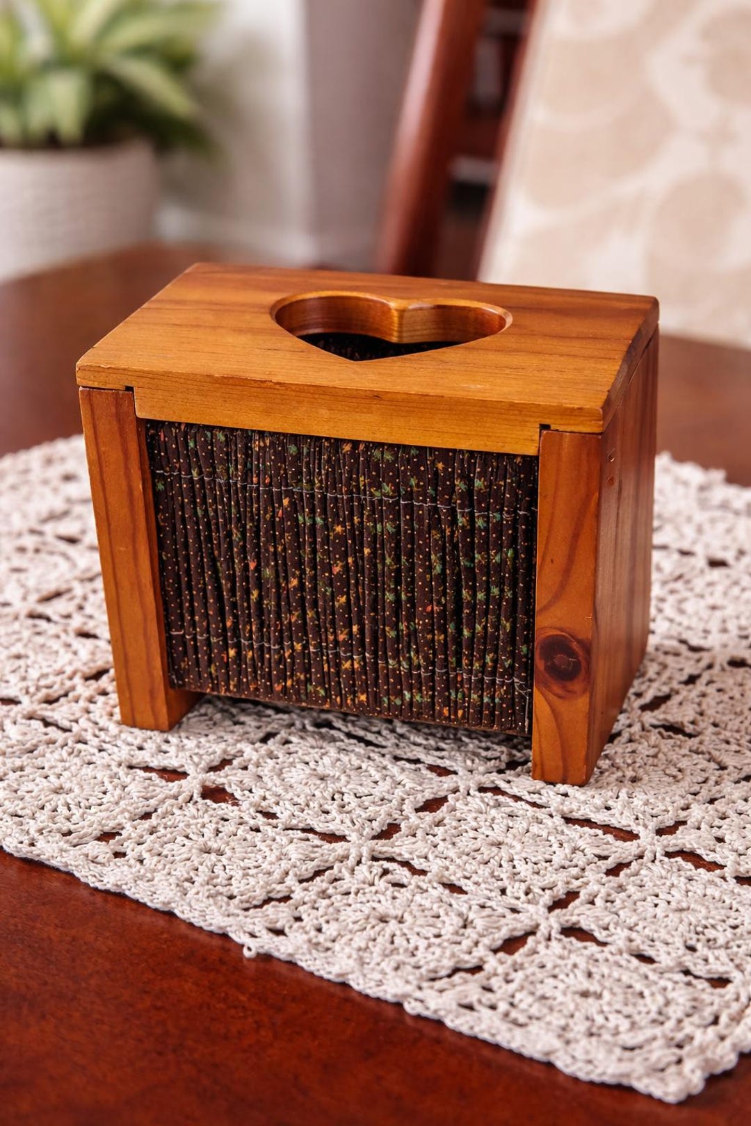 Vintage Wooden Tissue Box Cover – Heart Cutout – Rustic Farmhouse ...