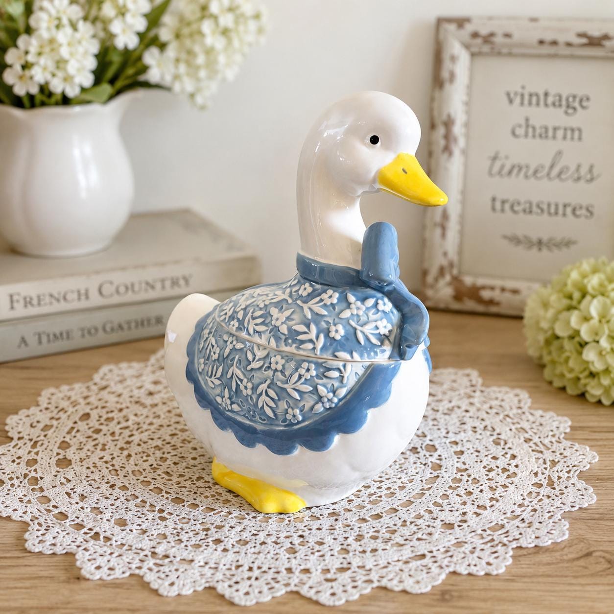 Vintage Blue Cookie Jar - Etsy