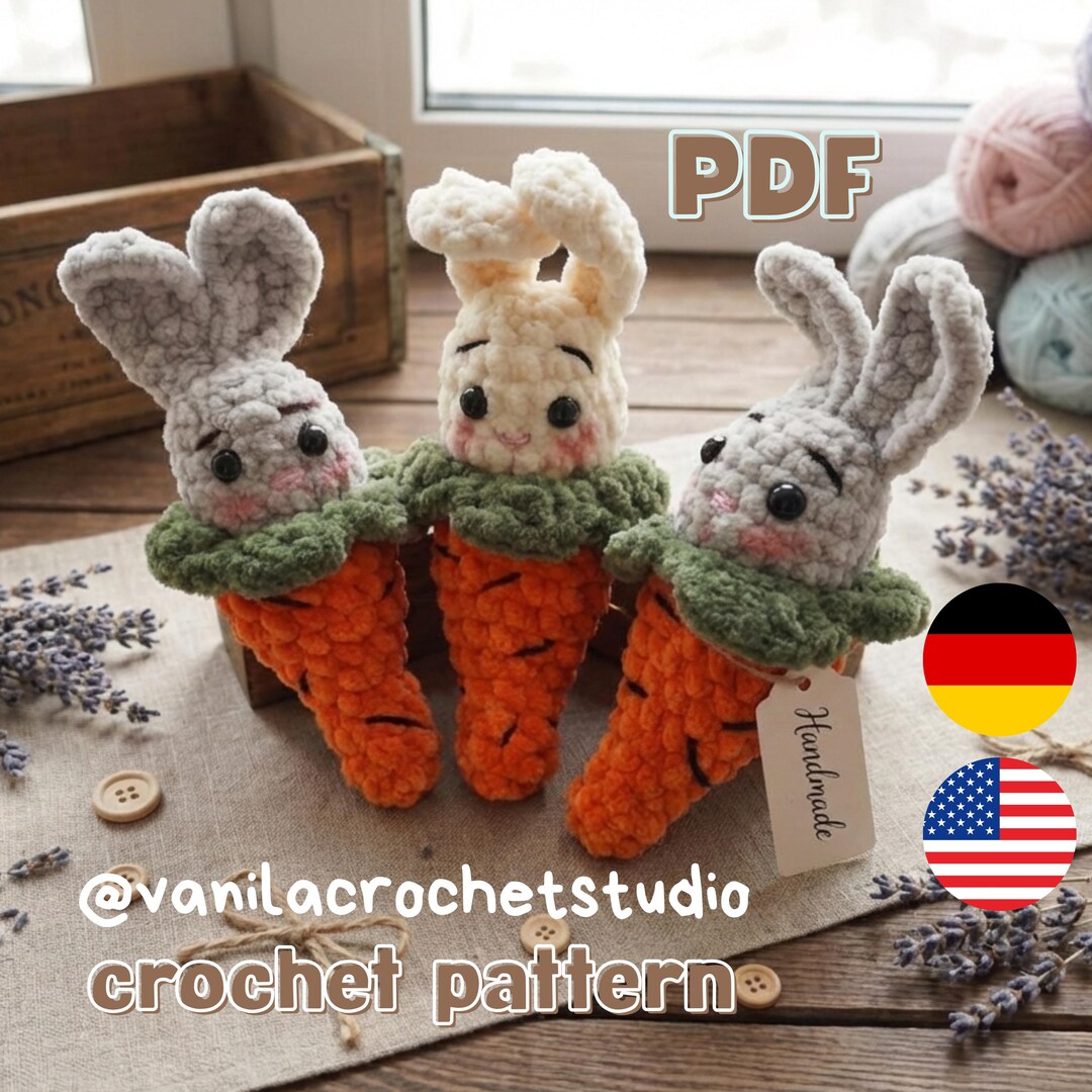 Crochet Bunny Carrot Pattern PDF, Amigurumi Easter Bunny in Carrot ...