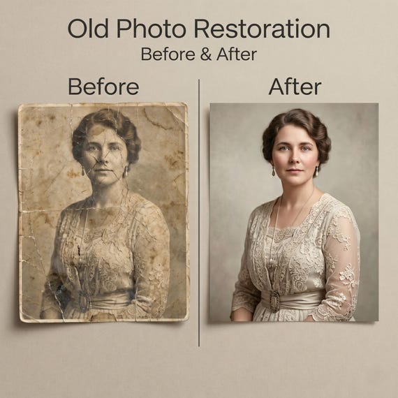 Old Photo Restoration Service, Vintage Photo Repair, Color Correction (Digital Delivery)