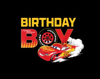Birthday Boy Lightning McQueen – Racing Birthday Party PNG (Instant Download)