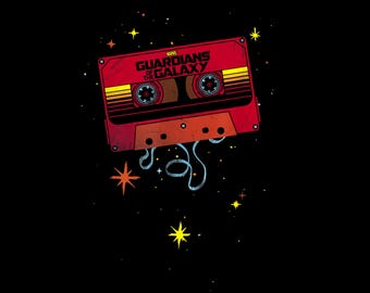 Guardians of The Galaxy Awesome Mix Tape Logo – Retro Cassette Graphic PNG (Instant Download)