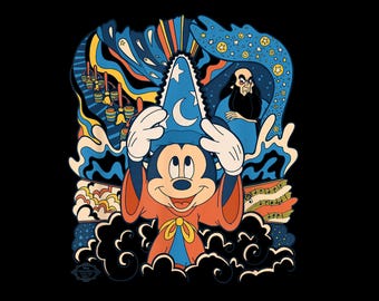 Mickey Mouse Sorcerer’s Apprentice Retro – Vintage Magic Cartoon PNG (Instant Download)