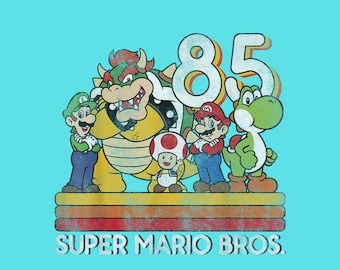 Super Mario Retro Character Line-Up – Classic Gaming Squad PNG (Instant Download)