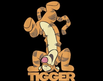 Winnie The Pooh Tigger Upside Down Portrait – Cute Bouncy Tiger PNG (Instant Download)