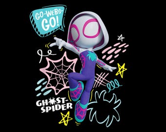 Spidey and His Amazing Friends Ghost-Spider Go Webs! – Cute Heroine Action PNG (Instant Download)