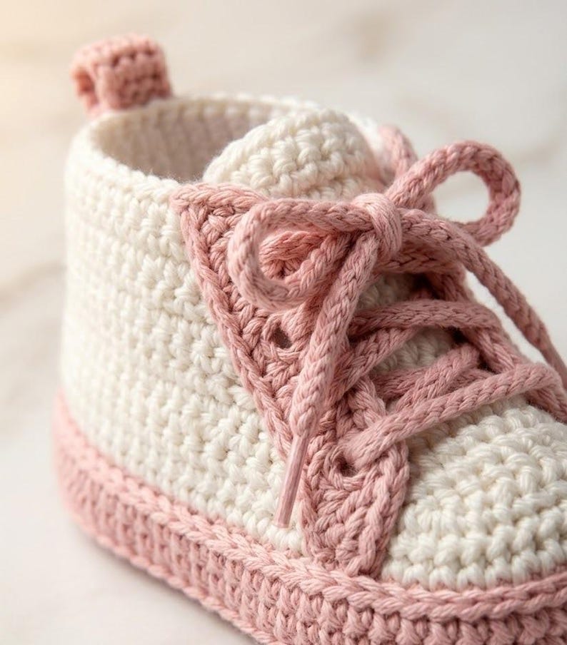 Baby Sneaker Booties Crochet Pattern | High-top Shoes, Newborn Sizes ...