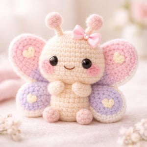 Kawaii Butterfly Amigurumi Crochet Pattern, Pastel Plush Toy, Beginner DIY (PDF Download)