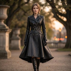 Flare Leather Coat - Etsy