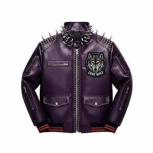 Wolf Leather Biker Jacket - Etsy