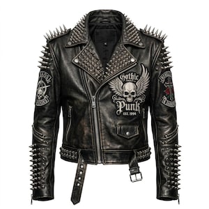 Punk Leather Jacket - Etsy