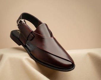 Handmade Peshawari Chappal for Men | Cultural Traditional Leather Sandals Authentic Footwear Gift