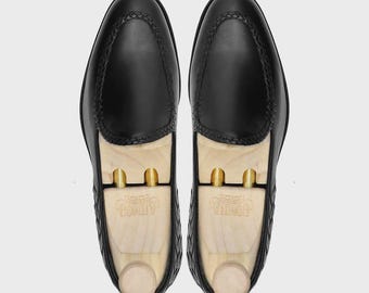 Handmade Black  Venetian Loafers ,Slip On Dress Shoes Leather Sole Men's Formal Footwear