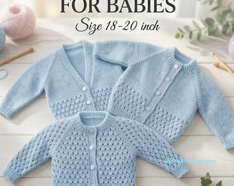 Baby Cardigan Knitting Pattern PDF, Vintage Sweater Clothes (18-20 Inch)