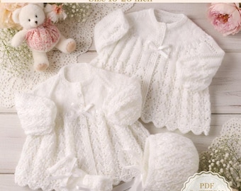 Vintage Baby Strickmuster - PDF - Häkeljacke, Häubchen, Stiefelchen (Digitaler Download)
