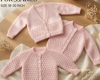 Vintage Baby Cardigan Knitting Pattern PDF, Baby Jacket Pattern, 18-20 Inch Baby Knitwear, Instant Download