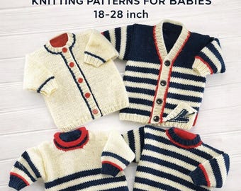 Baby Strickmuster Bundle, Nautische Pullover, Cardigan Pullover (Digitaler Download)