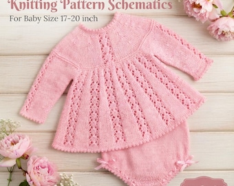 Baby Strickmuster PDF, Spitzenkleid und Pumphose im Set (Digitaler Download)