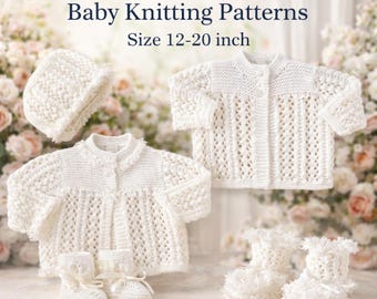 Vintage Lace Baby Strickmuster - Jacke, Mütze, Booties (Digitaler Download)