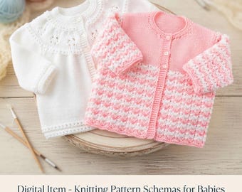 Strickanleitung Baby Cardigan, Grösse 40-46 cm Pullover (PDF Download)