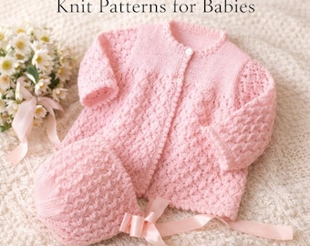 Baby Strickmuster Set PDF – Strickjacke & Mütze für Neugeborene 40–50 cm - Digital Download