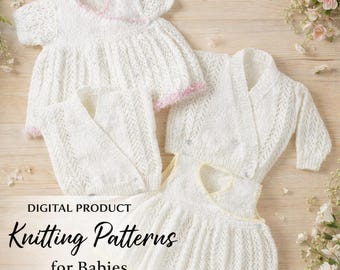 Baby Strickmuster PDF, Neugeborenen Kleid Strickjacke Set, Spitze Strick Kleidung (Digitaler Download)