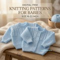 Baby Knitting Pattern PDF | Cardigan Sweater Set (16–22 Inch) (Instant Download)