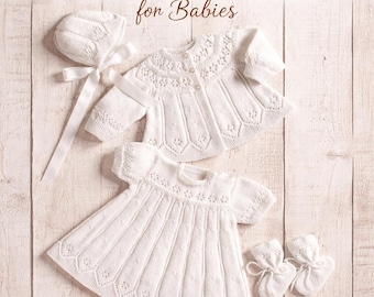 Baby Strickmuster PDF - 45cm Puppenkleidung, Spitzenkleid, Cardigan, Mütze (Instant Download)
