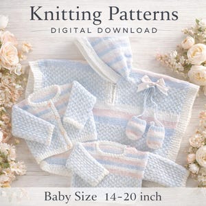 Bundel met babybreipatronen: vest, trui, muts, wanten (digitale download)