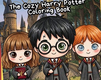 Harry Potter Mysig Målarbok Utskrivbar, 30 Sidor PDF & PNG, Söt Trollkarlsestetik, Avkopplande Fantasykonst, Direkt Nedladdning