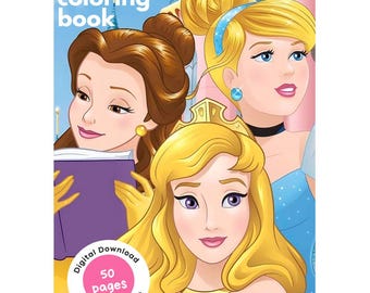 Prinsessmålarbok för barn | 50 magiska prinsesssidor | Utskrivbara målarbilder | Direkt digital nedladdning i PDF-format