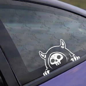 Pegatina de la Parca asomándose / Adhesivo espeluznante para ventana de coche / Vinilo estilo JDM