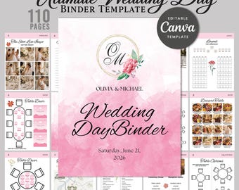 Ultimate Wedding Day Binder Template,  Editable Canva Wedding Planner Binder, Digital Template, Printable Wedding Planner