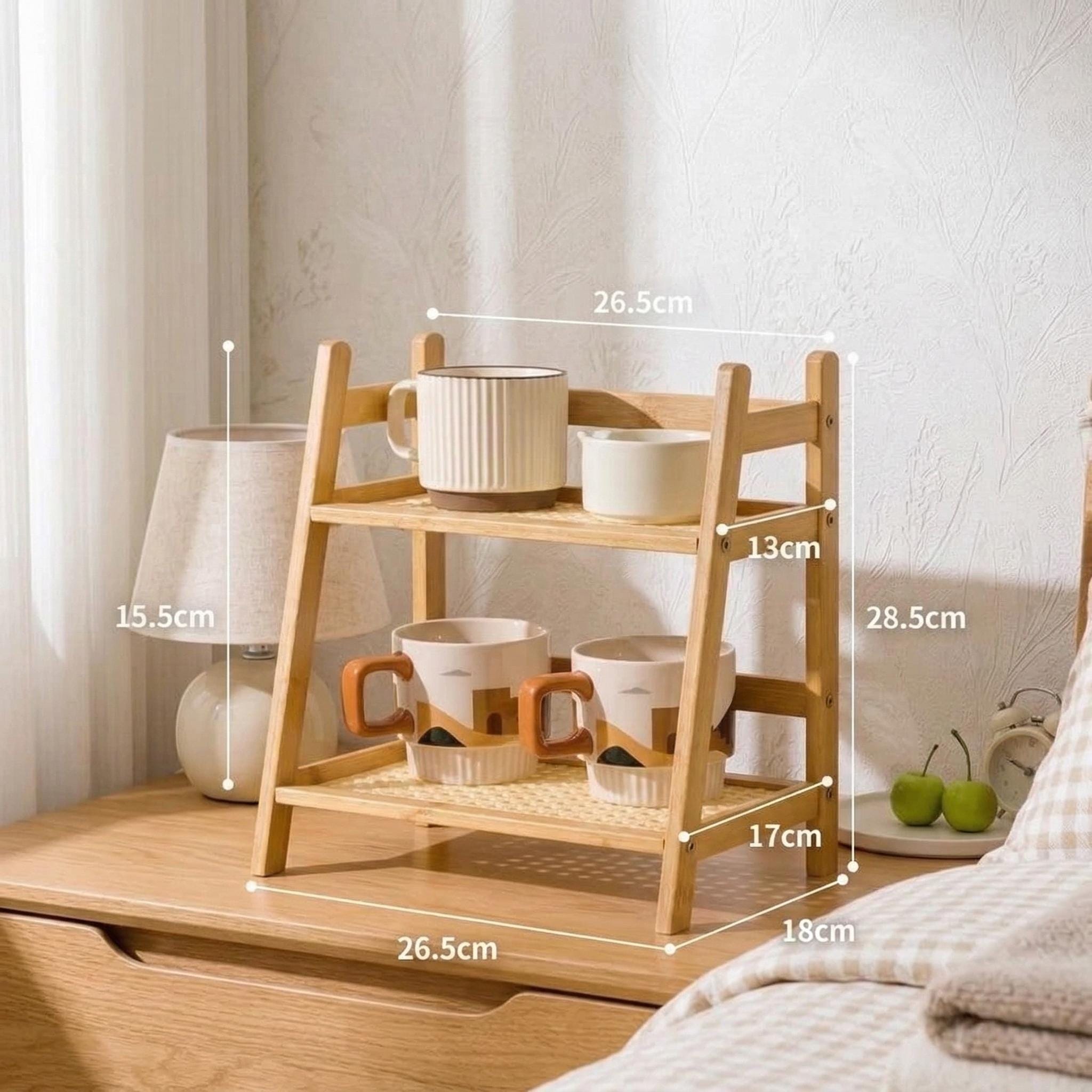 Two Tier Coffee Rack Two-tier Wooden Countertop Organizer Shelf, Rustic Farmhouse Coffee Bar ...