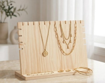 Minimalistische houten sieradenhouder, display ketting armband oorbelhouder