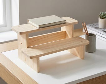 Handgemaakte 3-laagse houten displayplank, minimalistische opberger, rustiek decor